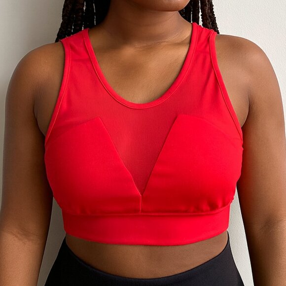 ALO Yoga Red Long Workout Bra womens Size Medium - Picture 1 of 4